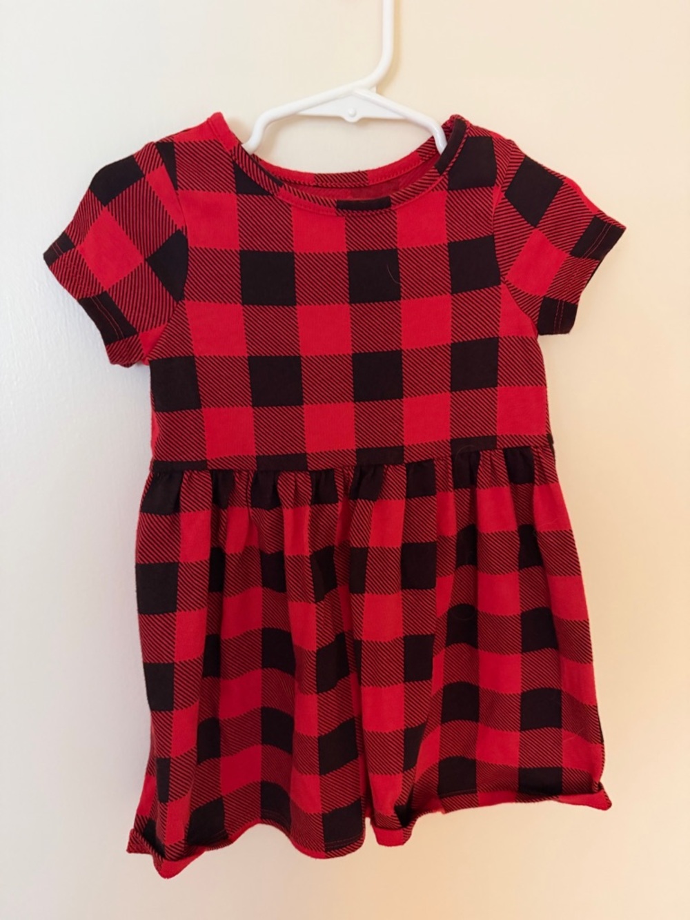 Cat & Jack Red and Black Buffalo Plaid Short Sleeve Dress